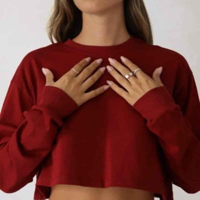 חולצת קרופ בורדו שרוול ארוך