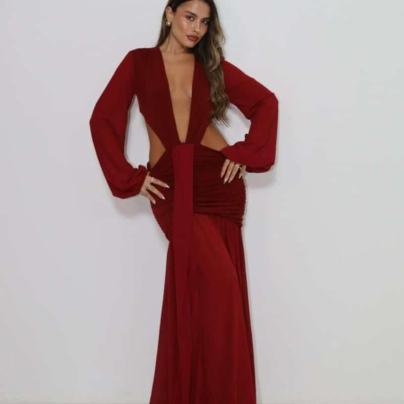 Sani Burgundy Dress
