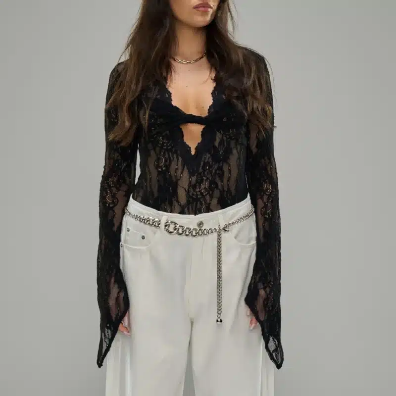 בגד גוף תחרה- שחור