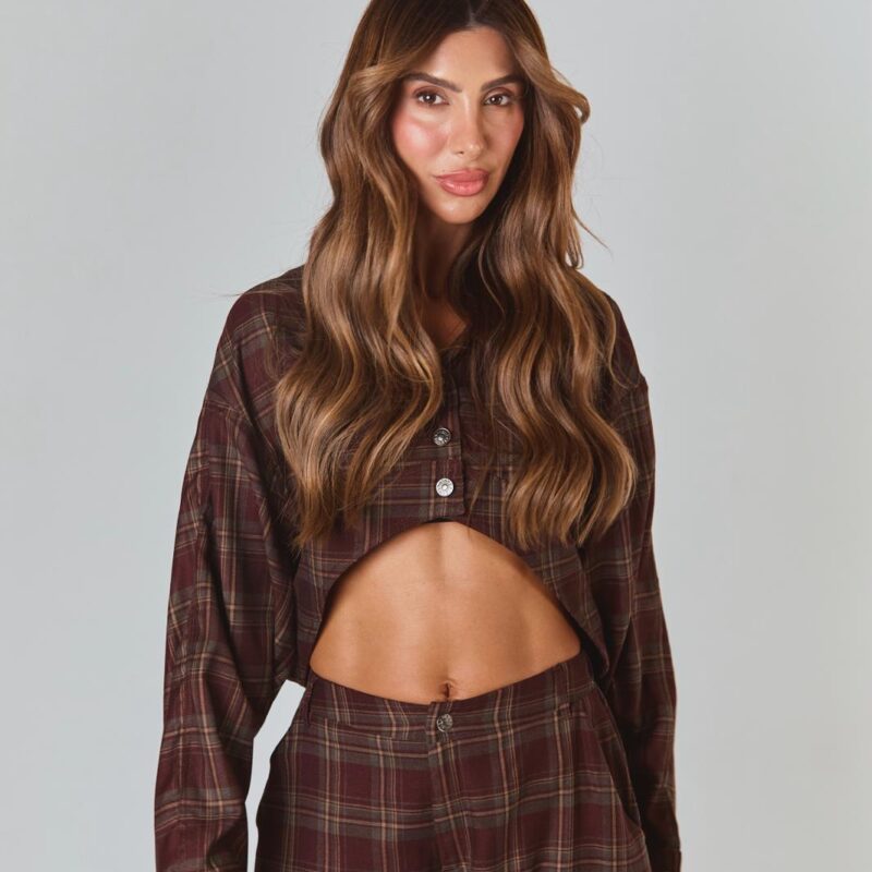 חולצת INES – משובץ בורדו