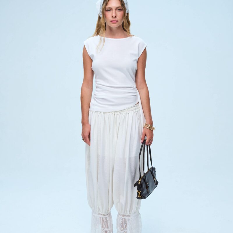 מכנס בלון תחרה – לבן